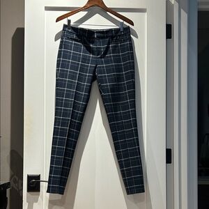 Banana Republic Women’s Navy Blue and White Checkered Dress Pants